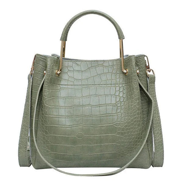 Stone Grain Leather Bucket Bag