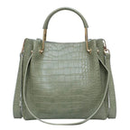 Stone Grain Leather Bucket Bag
