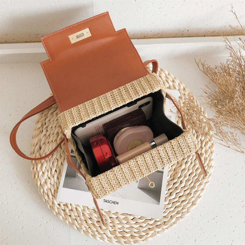 Vintage Style Woven Rattan Bag